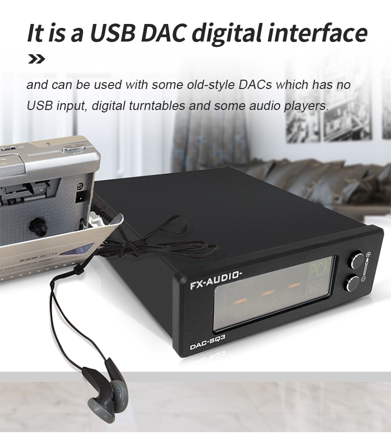 FX-AUDIO DAC-SQ3 MINI USB DAC ES9038Q2M XMOS XU208 LM49720A PCM 32Bit
