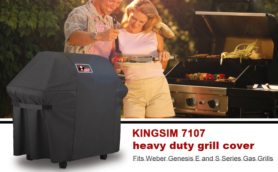 BBQ Gas Grill Cover 7107 for Weber 44x60 in Heavy Duty Waterproof & Weather ... 