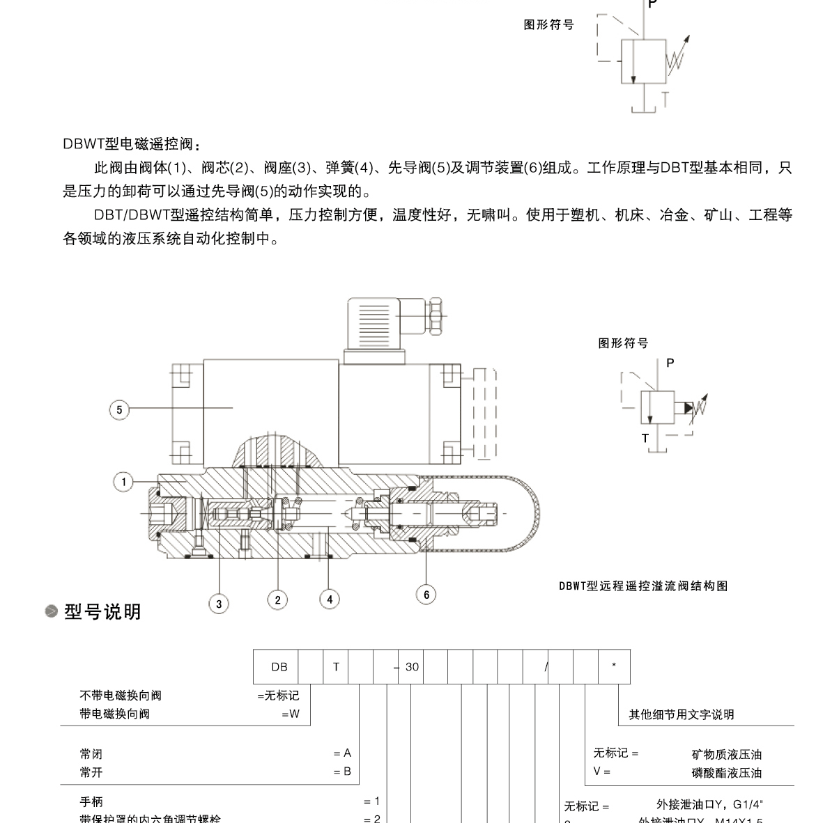 dbtdbwt型遥控溢流阀