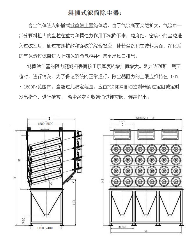 斜装式滤筒除尘器