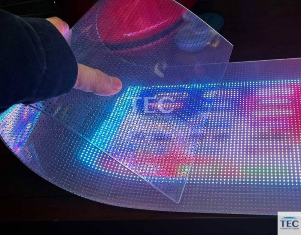 TEC Glass adhesive led screen, transparent soft led Invisible film window glass