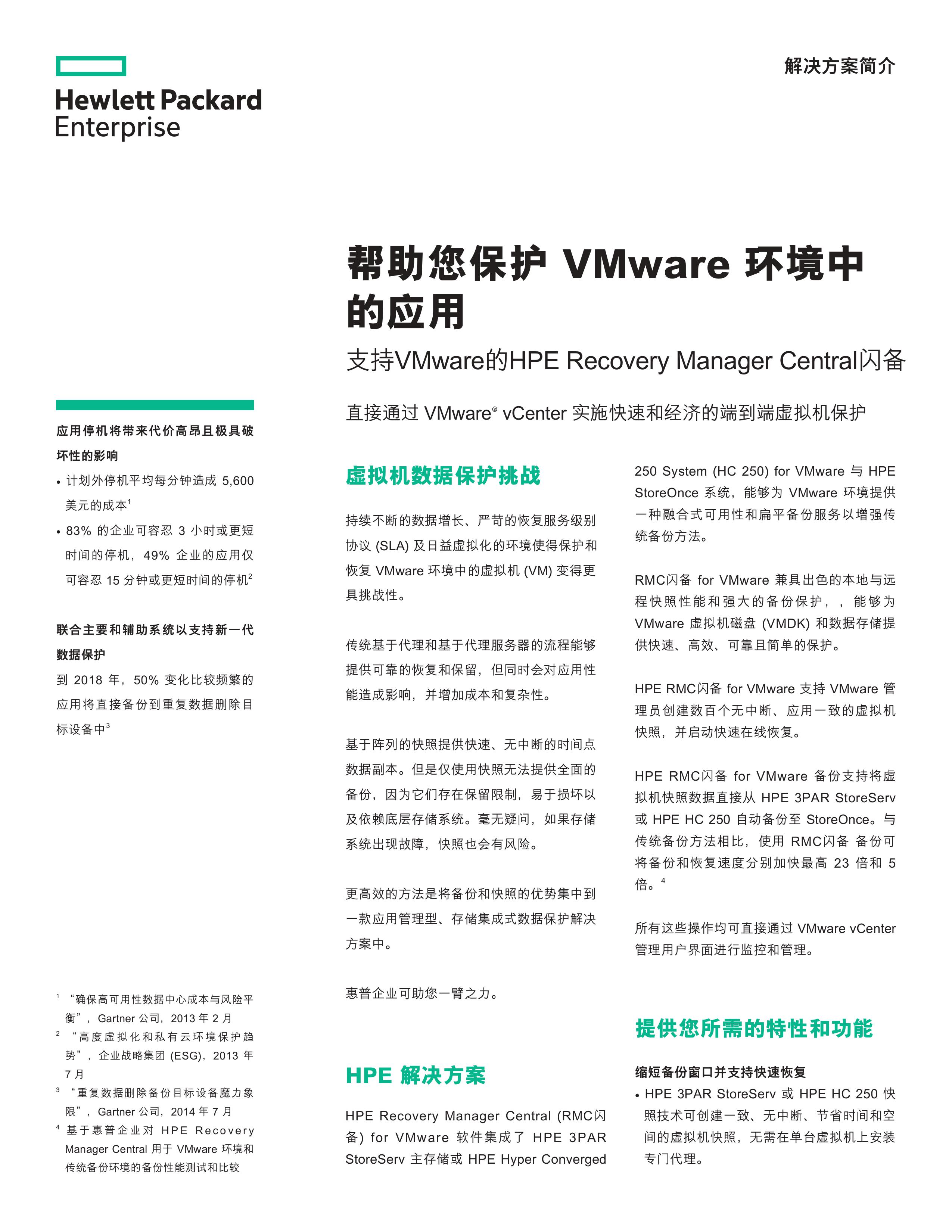 HPE Recovery_Manager_Central for VMware解決方案