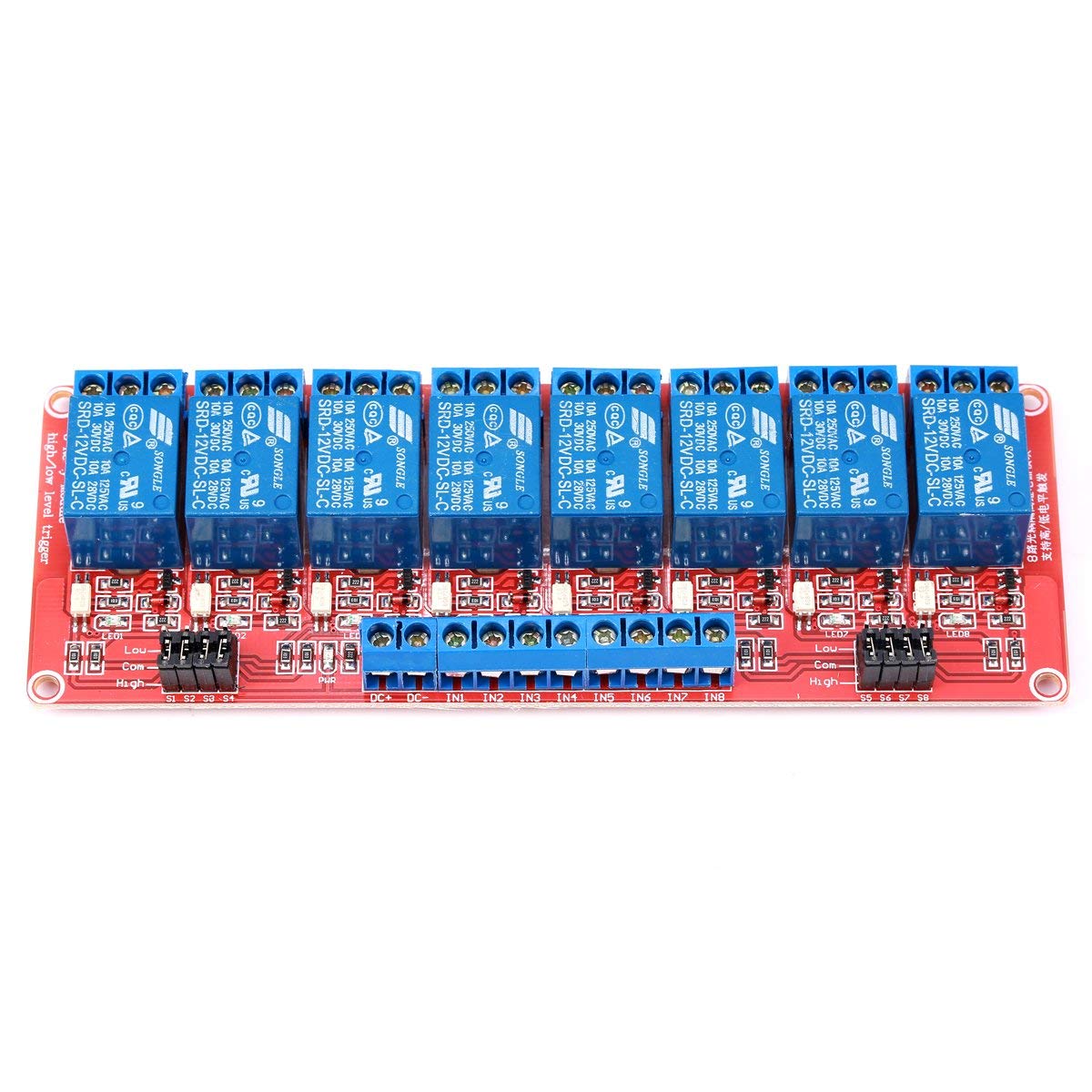DC 5V//12V//24V Board Relay Module Switch with OPTO Isolation High Low Level Trigger 5V Yosoo Health Gear 8 Channel Relay Module