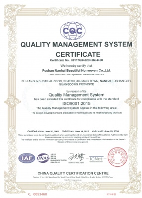 ISO9001：2015必得福质量管理体系认证证书（英文正本）2017.6.14-2020.6